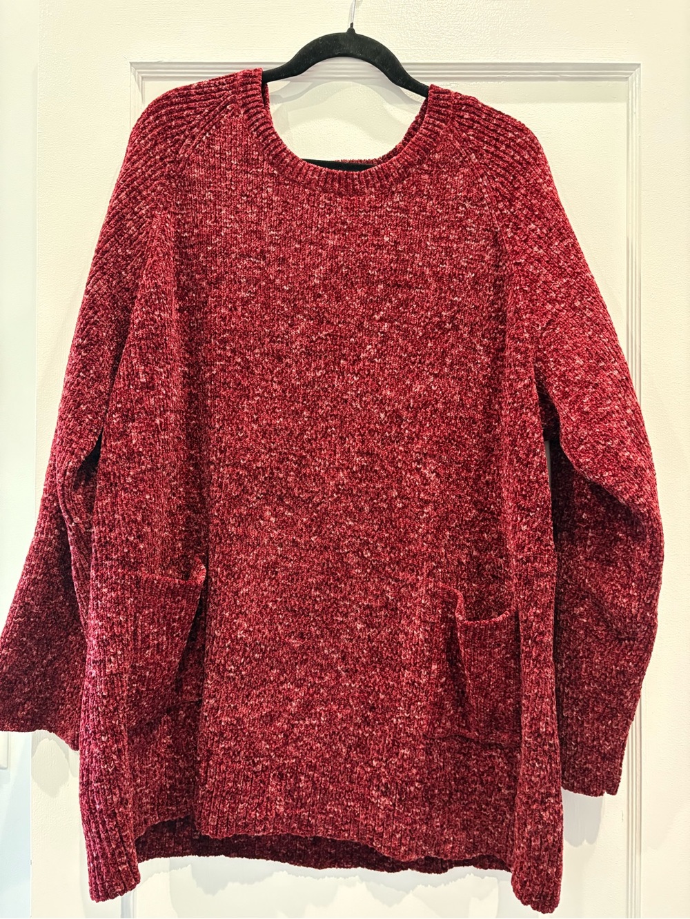 Soft Surroundings Chenille Pullover Sweater Burgundy Pocket Plus 3X